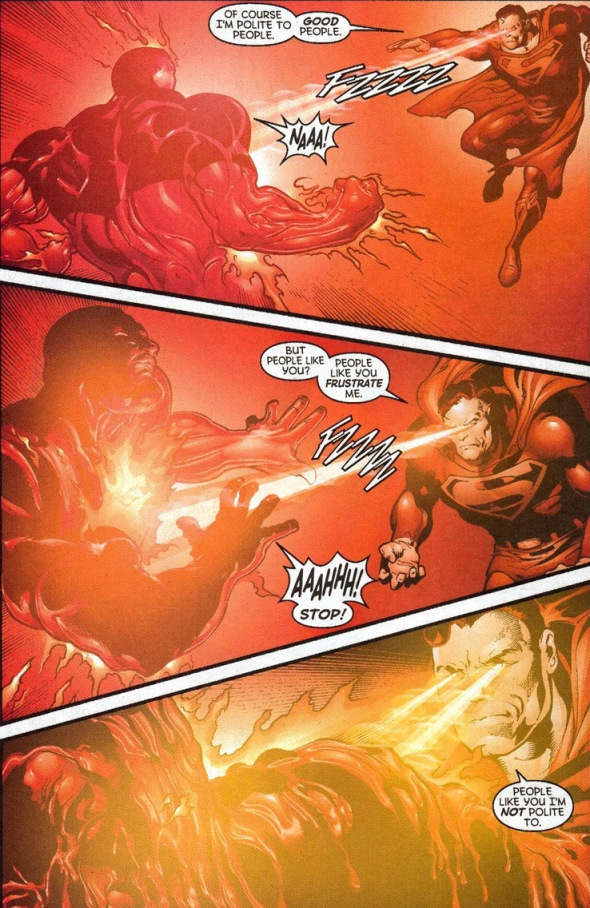 In ‘Superman #185’ (2002), Superman melts Major Force’s Dilustel Armor.