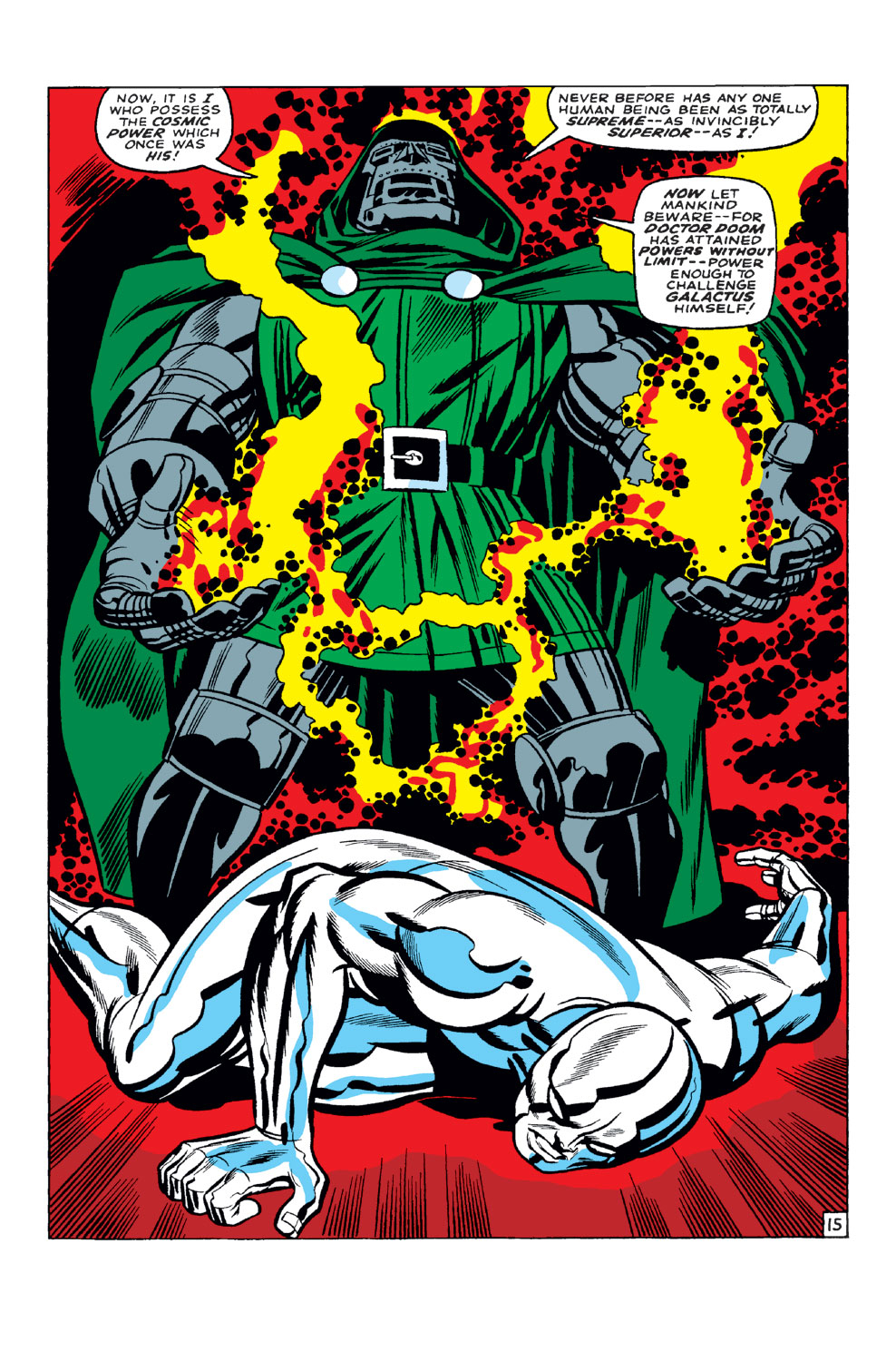 In 'Fantastic Four #57' (1968), Doctor Doom uses high intensity inductors to steal the Silver Surfer's Power Cosmic.