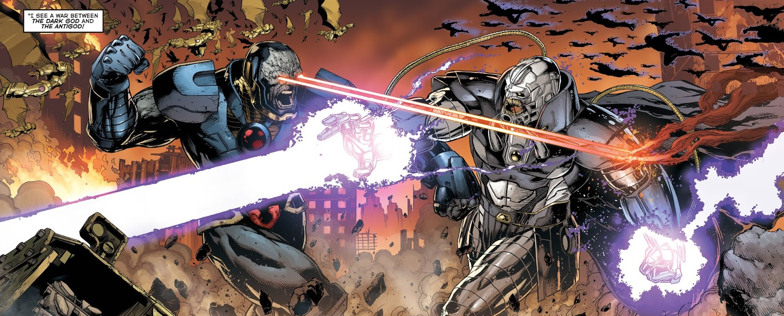 In "Darkseid War" (2015), Minalippe foretells the prophecy of the Darkseid War.