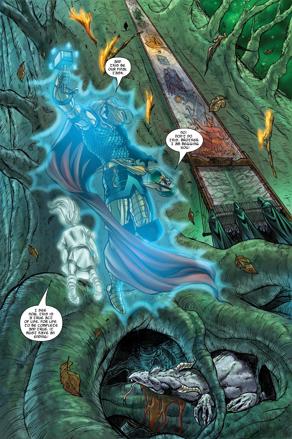 In 'Thor'(2004) #85, Rune King Thor teleports with the OdinForce to Yggdrasil.