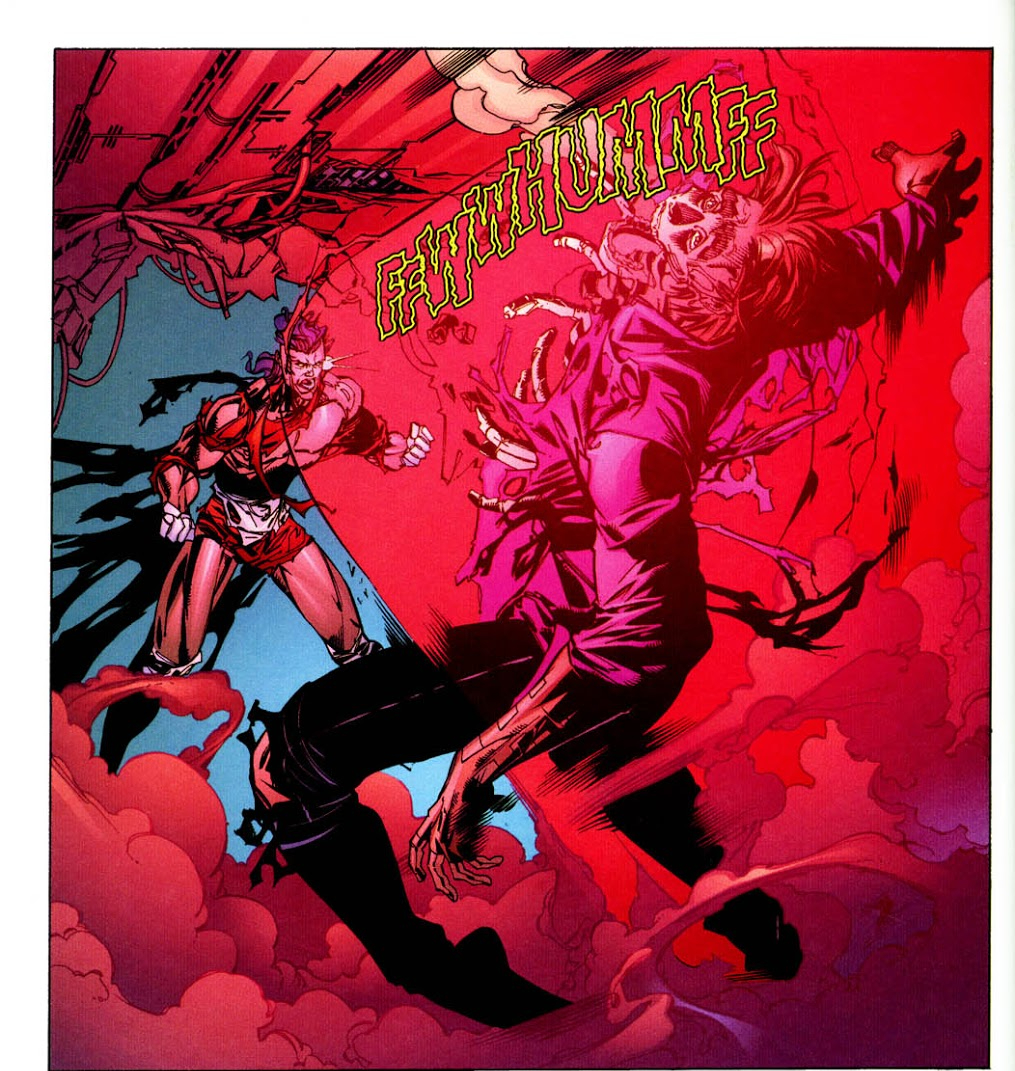 En 'WildC.ATs: Covert Action Teams' (1997) #34, Mister Majestic incinera a Tao después de sobrevivir a que Ladytron se vuelve nuclear.