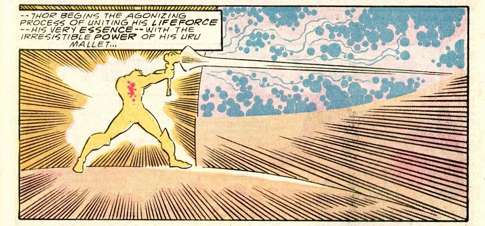 In Thor (1988) #388, Thor performs the godblast.