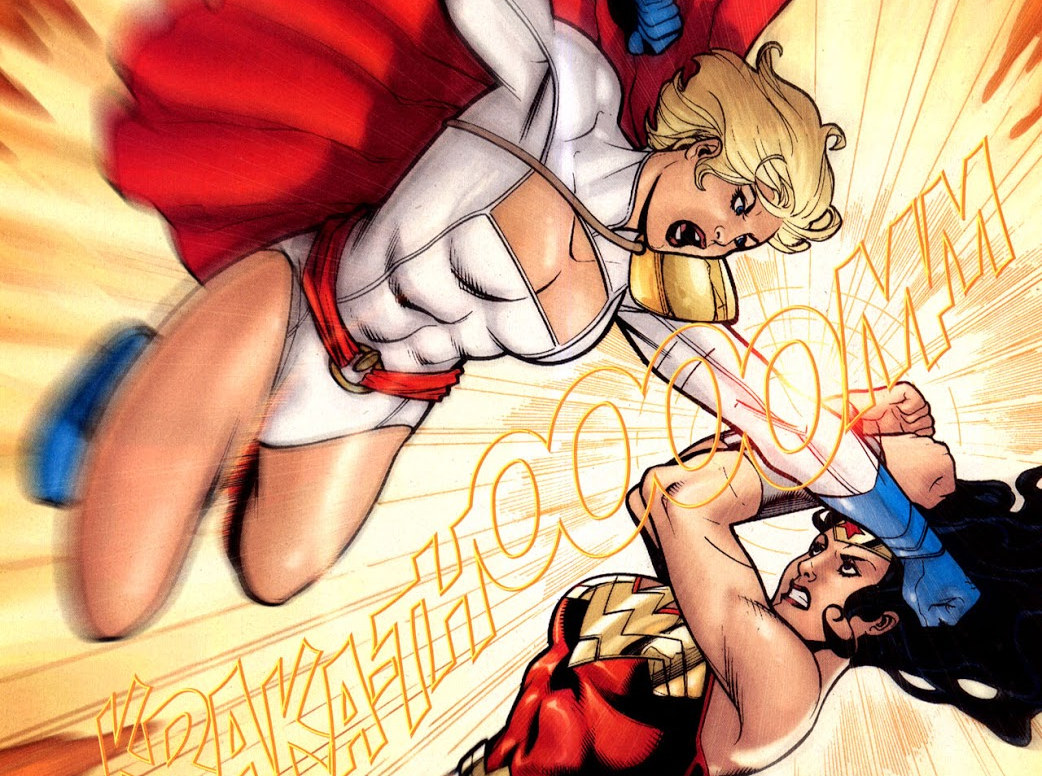 In 'Wonder Woman' (2010) #40, Power Girl possessed by the Children Of Ares, fights Wonder Woman.